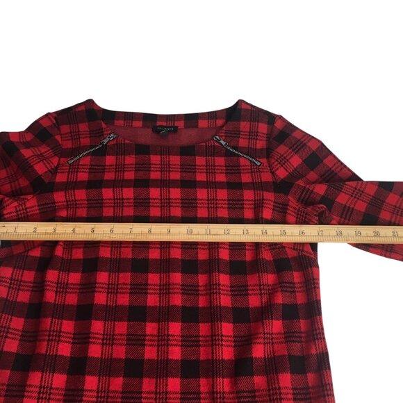 Talbots Dress Womens XS Red Black Plaid Knit Sheath Zipper Shoulder Christmas - Picture 10 of 16